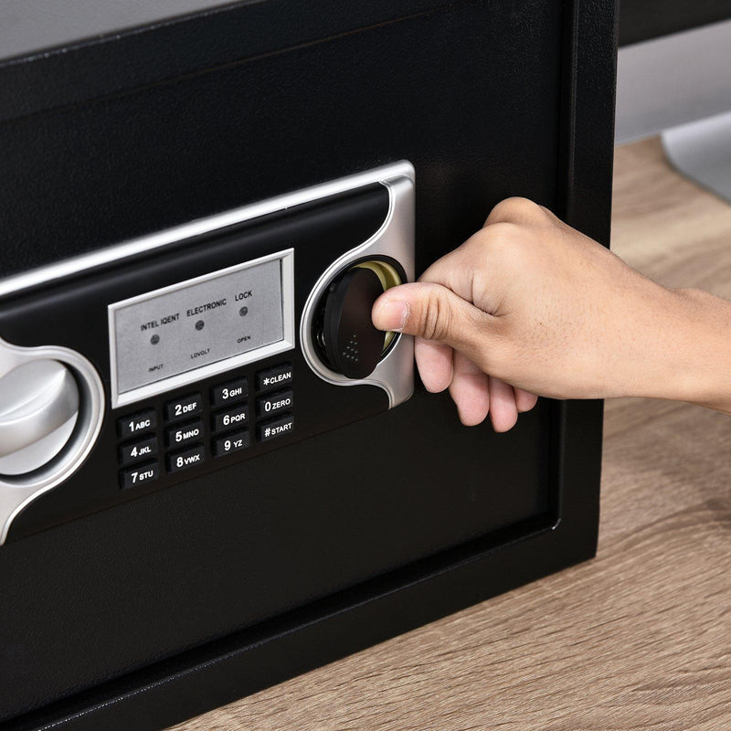 Cassaforte a Mobile Elettroinica a Batteria 38x30x30 cm in Acciaio Nera