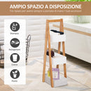 Mobiletto da Bagno 3 Ripiani 21x30x81 cm in MDF Bianco e Bambù