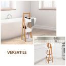 Mobiletto da Bagno 3 Ripiani 21x30x81 cm in MDF Bianco e Bambù