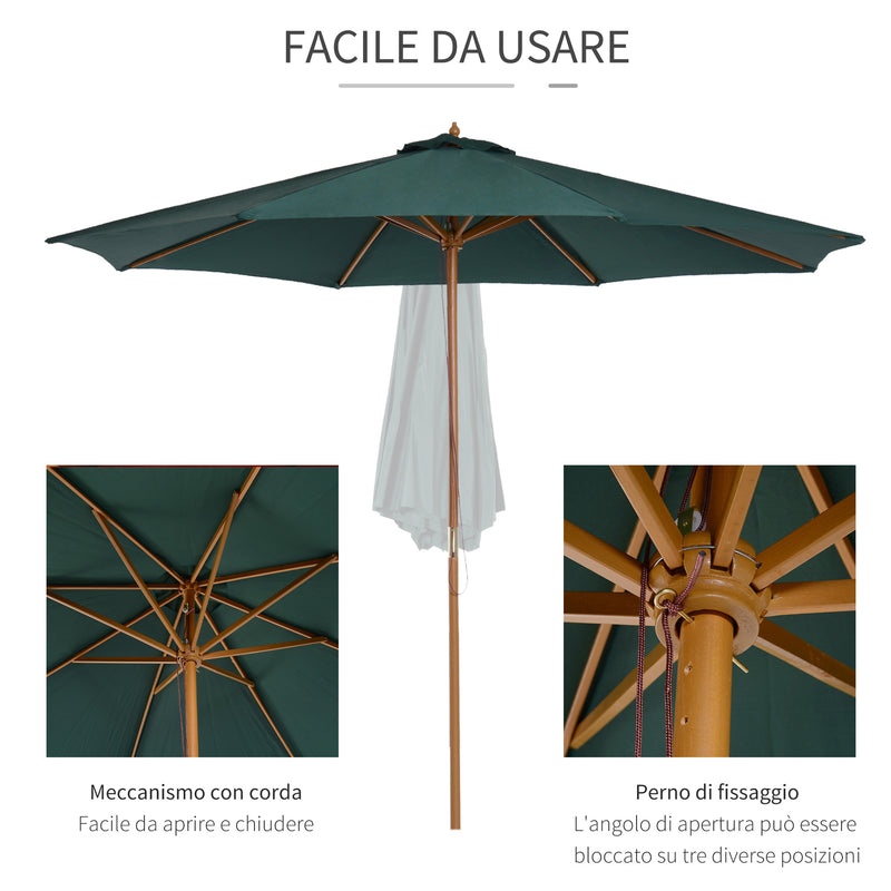 Ombrellone da Giardino 3x2,5m in Legno Verde