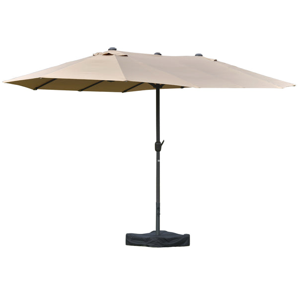 sconto Parasol de jardin double 4,6x2,7m en acier et polyester kaki