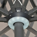 Ombrellone da Giardino con Luci LED a Pannello Solare Ø2,66m in Metallo e Poliestere Grigio