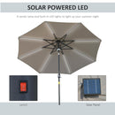 Ombrellone da Giardino con Luci LED a Pannello Solare Ø2,66m in Metallo e Poliestere Grigio