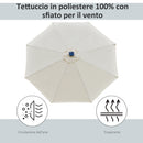 Ombrellone da Giardino con Luci LED a Pannello Solare Ø2,66m in Metallo e Poliestere Bianco Crema