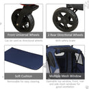 Passeggino per Cani Taglia Piccola Media 104,5x68,5x110 cm in Acciaio e Tessuto Oxford Grigio e Blu