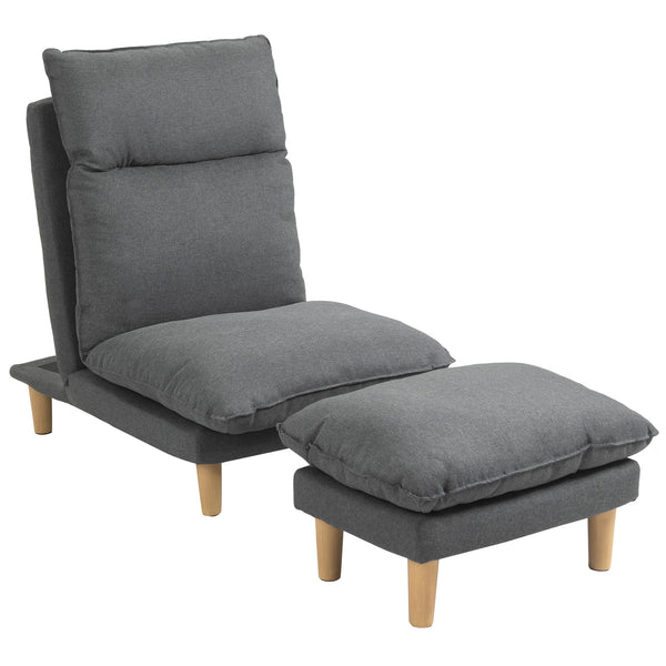 Fauteuil inclinable Relax avec repose-pieds Puof en tissu gris prezzo