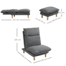 Poltrona Relax Reclinabile con Puof Poggiapiedi in Tessuto Grigio