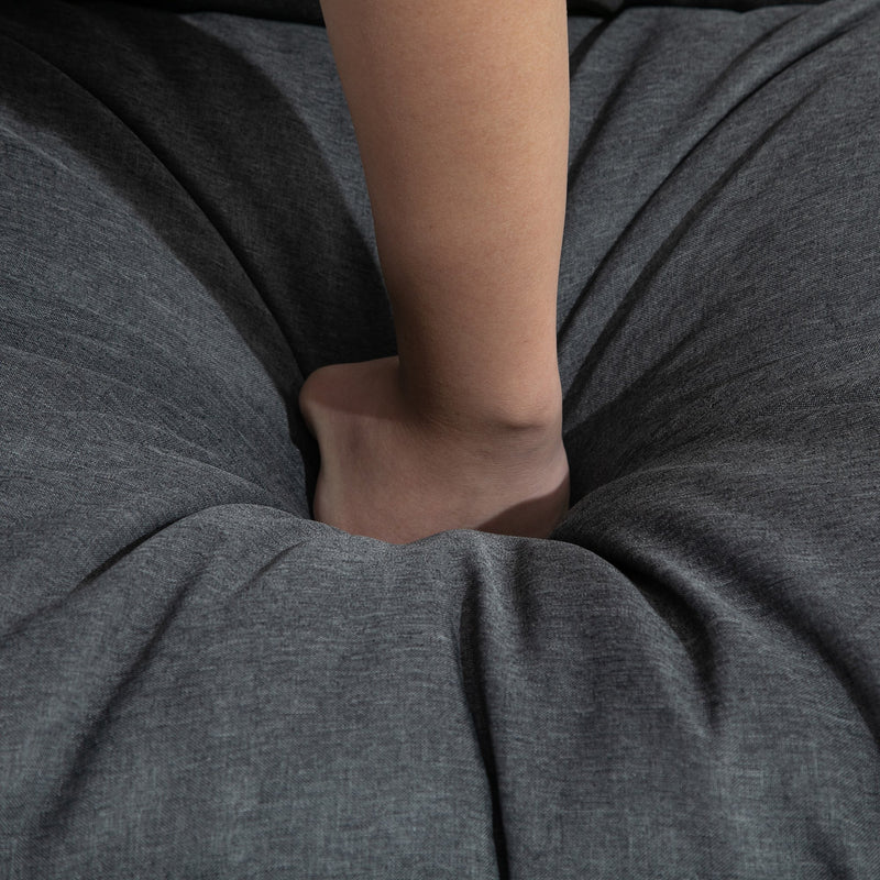 Poltrona Relax Reclinabile con Puof Poggiapiedi in Tessuto Grigio