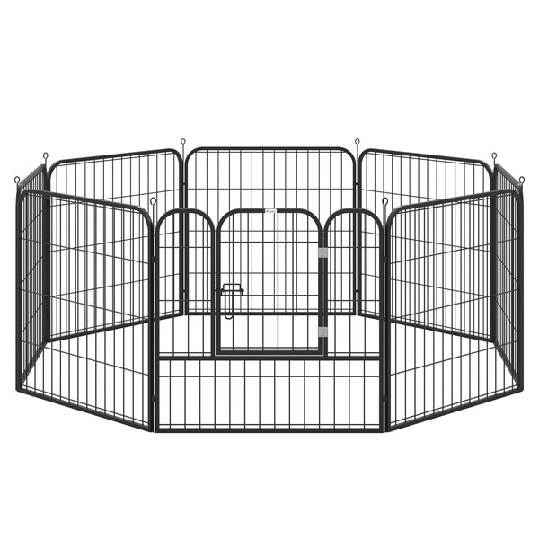 sconto Clôture modulaire pour chien 8 panneaux 79x79 cm en acier et métal noir