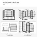 Recinto per Cani Modulare 4 Pannelli 79x60 cm Metallo Grigio Scuro