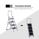 Scala Pieghevole Salvaspazio 4 Gradini 48x63x155 cm max 150kg in Metallo Argento e Nero