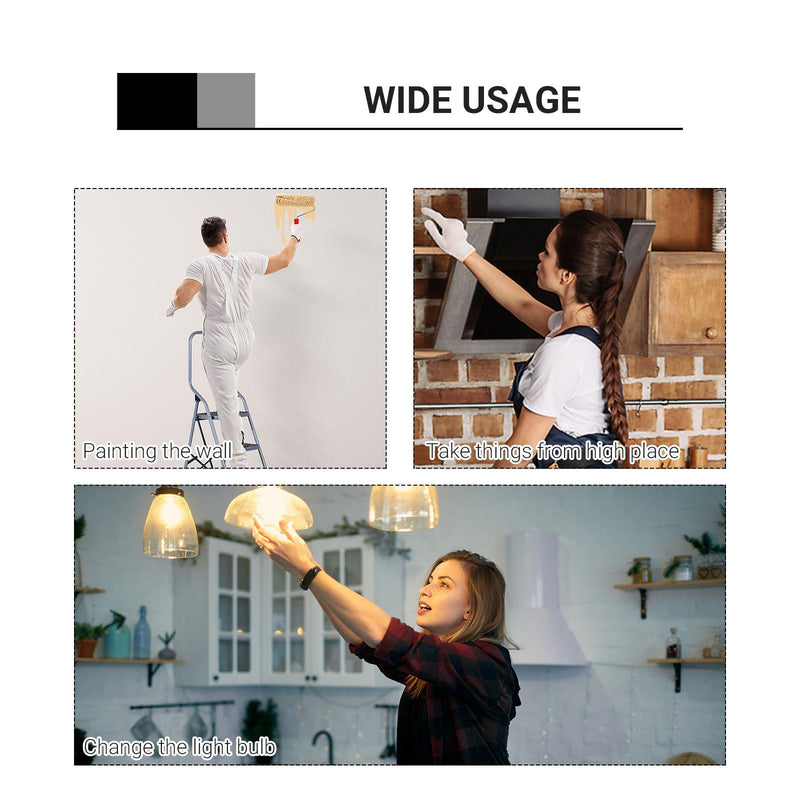 Scala Pieghevole Salvaspazio 4 Gradini 48x63x155 cm max 150kg in Metallo Argento e Nero