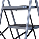 Scala Pieghevole Salvaspazio 4 Gradini 48x63x155 cm max 150kg in Metallo Argento e Nero