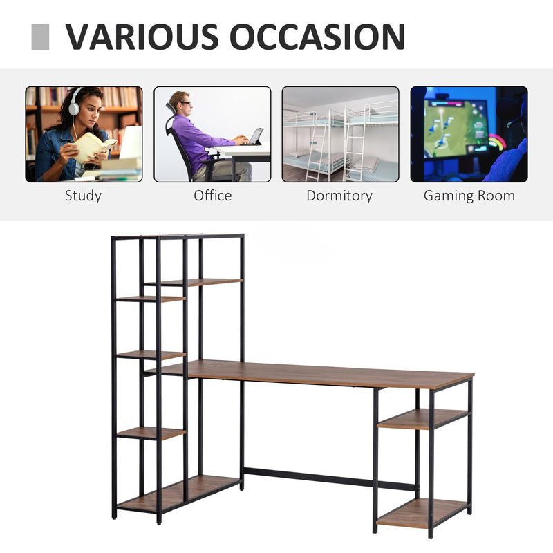 Scrivania da Ufficio 70x90x148,5 cm in Metallo e MDF Nero e Color Noce