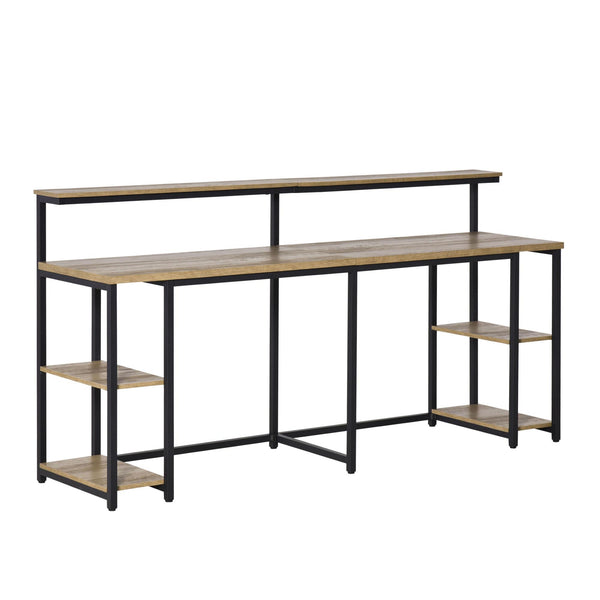 sconto Bureau double 200x53x100 cm en métal et MDF marron noir