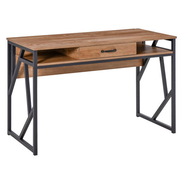 Bureau 120x60x76 cm avec étagères et tiroir marron noir sconto