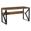 Scrivania da Ufficio Moderna 140x60x76 cm con Mensola e Gambe a K Nero Marrone