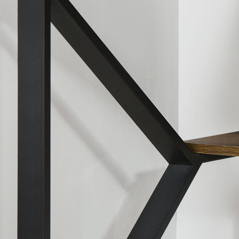 Scrivania da Ufficio Moderna 140x60x76 cm con Mensola e Gambe a K Nero Marrone