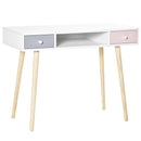 Scrivania per Bambini 100x48x76,5 cm in Legno di Pino e MDF Bianco Rosa e Grigio