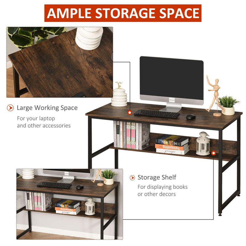 Scrivania da Ufficio 120x60x75 cm in Metallo e Legno Marrone Rustico