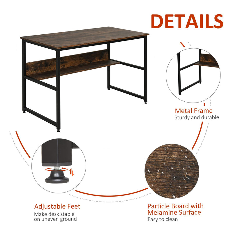 Scrivania da Ufficio 120x60x75 cm in Metallo e Legno Marrone Rustico