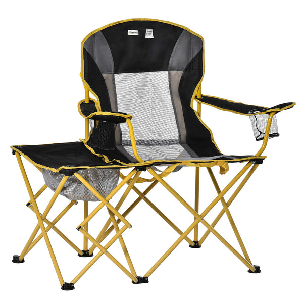 Chaise de camping pliante en métal et tissu noir et jaune online