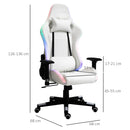 Sedia da Gaming Ergonomica con Luci a LED in Similpelle Bianca