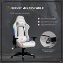 Sedia da Gaming Ergonomica con Luci a LED in Similpelle Bianca