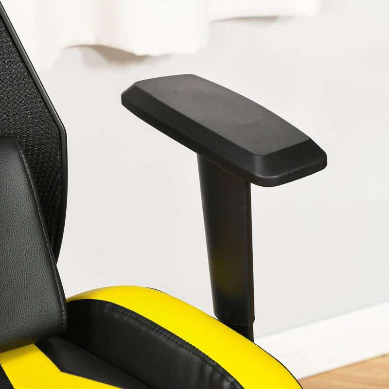 Sedia da Gaming Ergonomica in Similpelle e Rete Nero e Giallo