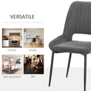 Set 2 Sedie Imbottite 59,5x50,5x92 cm in Tessuto Grigie