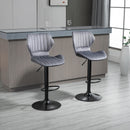 Set 2 Sgabelli da Bar 47x51,5x91,5-113,5 cm in Poliestere Vellutato Grigio