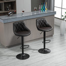 Set 2 Sgabelli da Bar 46,5x48x84,5-106,5 cm in Similpelle Marrone