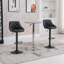 Set 2 Sgabelli da Bar 46,5x48x84,5-106,5 cm in Similpelle Nero