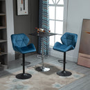 Set 2 Sgabelli da Bar 57x58x97-117 cm in Poliestere Vellutato Blu