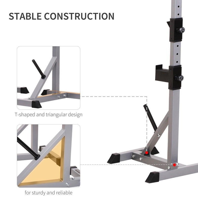 Set 2 Supporti Bilanciere Porta Manubri per Pesi Max 200 Kg Argento e Nero