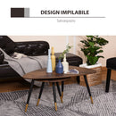 Set 2 Tavolini a Forma di Goccia in Legno Noce