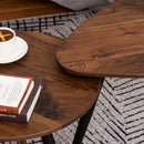 Set 2 Tavolini a Forma di Goccia in Legno Noce