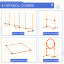 Set Addestramento Cani da Esterno Slalom Ostacolo e Tunnel con Sacca Trasporto Arancione