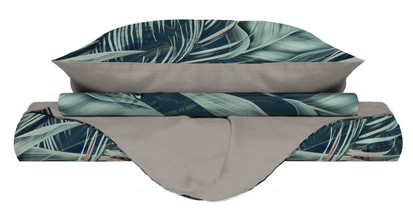 Housse de couette avec taies d'oreiller imprimées en microfibre tropicale différentes tailles sconto