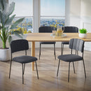 Set 4 Sedie Imbottite 49,5x55x81 cm in Tessuto Effetto Lino Grigio Scuro