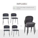 Set 4 Sedie Imbottite 49,5x55x81 cm in Tessuto Effetto Lino Grigio Scuro