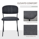 Set 4 Sedie Imbottite 49,5x55x81 cm in Tessuto Effetto Lino Grigio Scuro