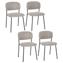 Set 4 Sedie Imbottite 49,5x55x81 cm in Tessuto Effetto Lino Khaki