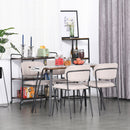 Set 4 Sedie Imbottite 49,5x55x81 cm in Tessuto Effetto Lino Khaki