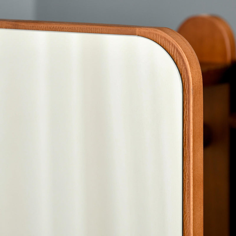 Specchio da Terra 40x44,5x170 cm con Appendiabiti Mensole e Ruote Noce