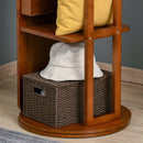 Specchio da Terra Ø50x169 cm con Armadietto Portagioie e Appendiabiti Noce Chiaro