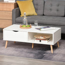 Tavolino Basso con Cassetto 100x48x44 cm in Legno Bianco