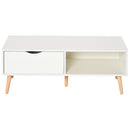 Tavolino Basso con Cassetto 100x48x44 cm in Legno Bianco