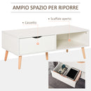 Tavolino Basso con Cassetto 100x48x44 cm in Legno Bianco