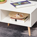 Tavolino Basso con Cassetto 100x48x44 cm in Legno Bianco